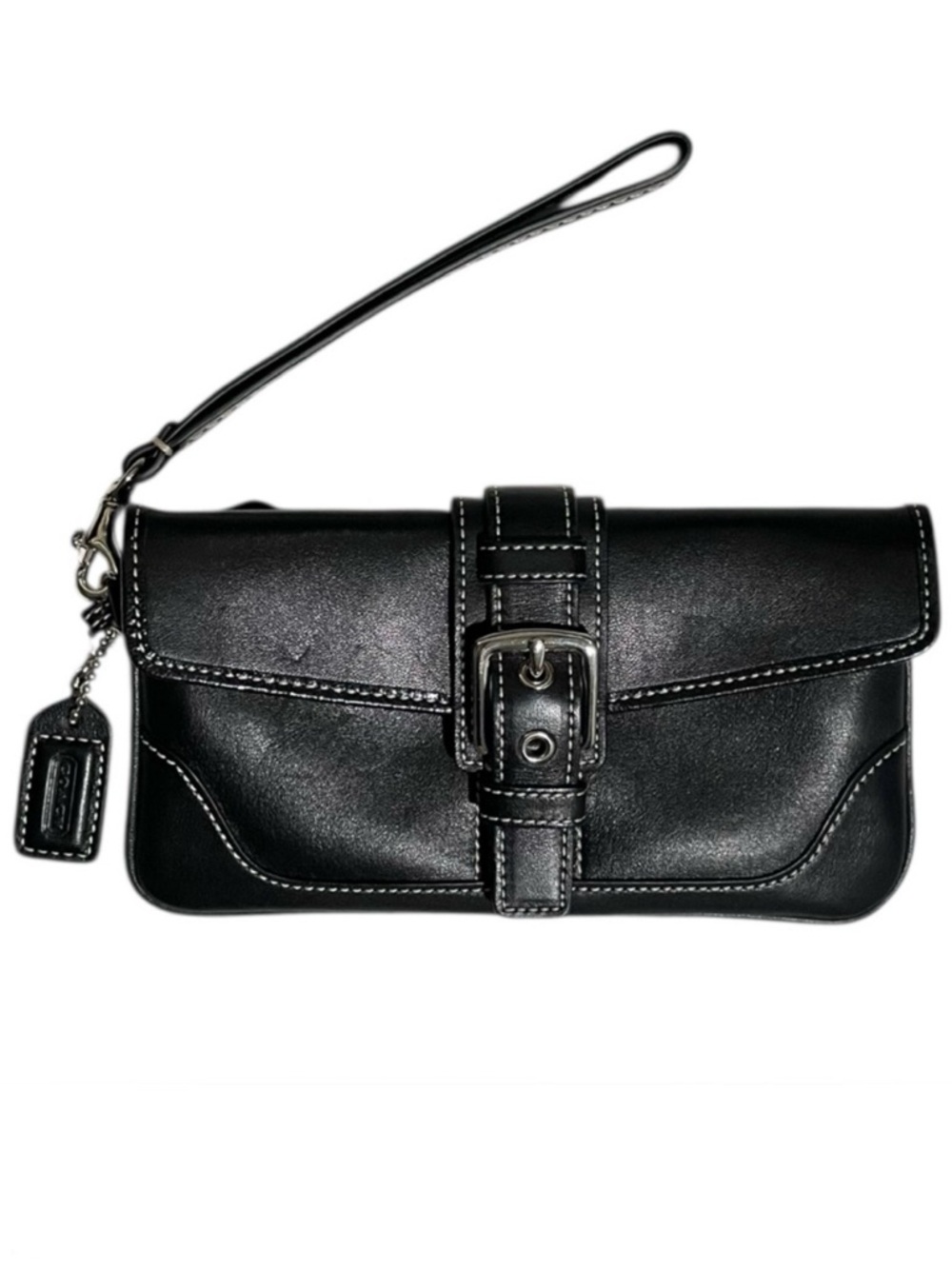 COACH Black Leather Wristlet
